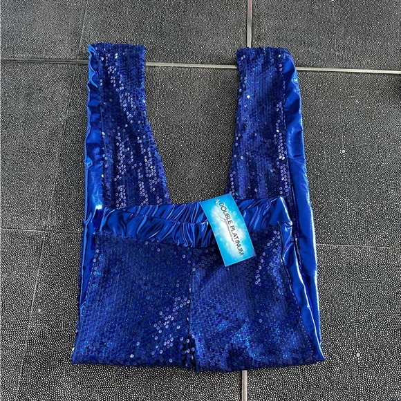 Double Platinum Girls Royal Blue Ankle Length Sequin Leggings. Size I (6/7) NWT - Picture 6 of 12